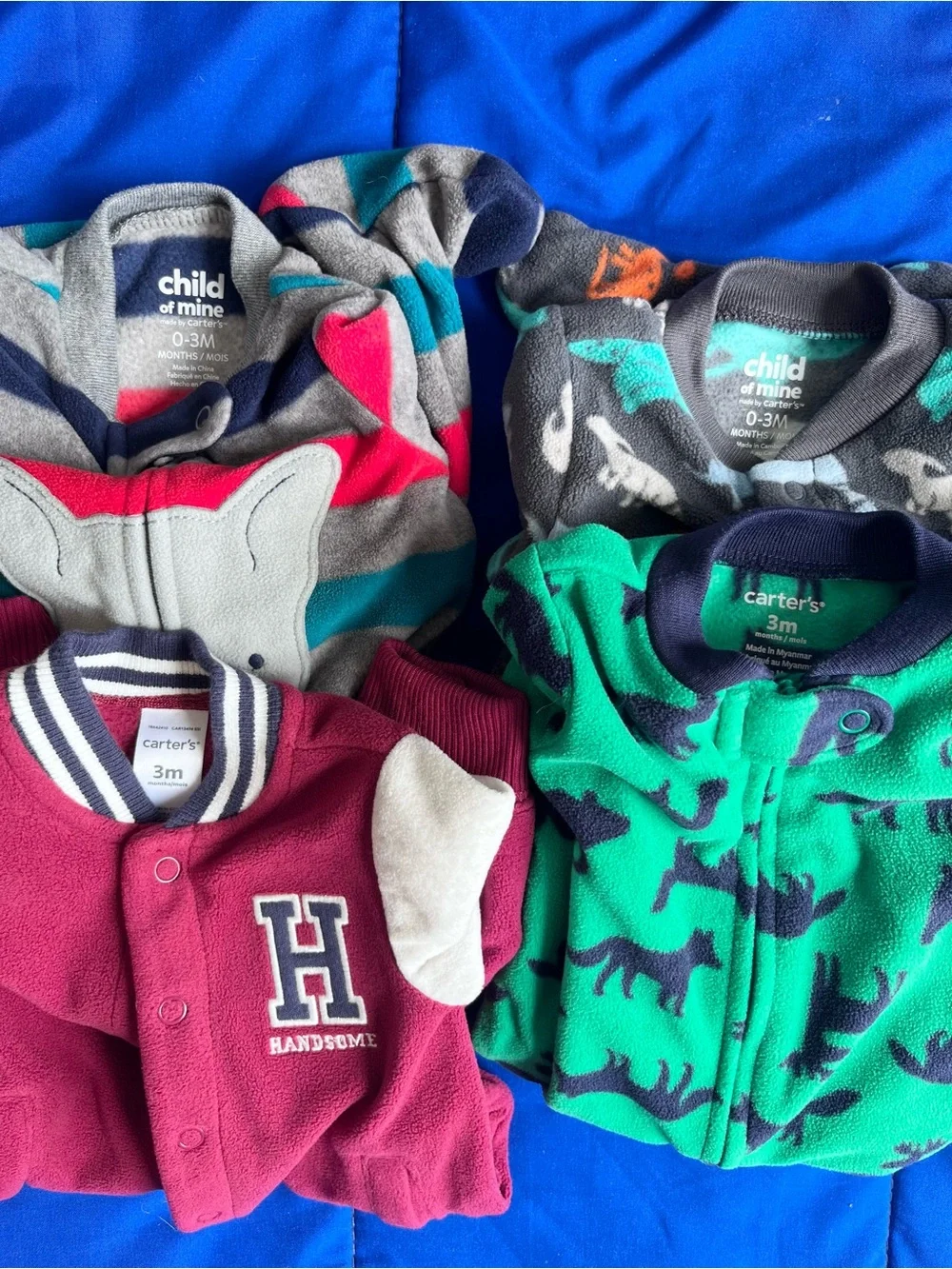 CARTER’S Baby Boy Fleece Footed Pajamas (4) 0-3 Months